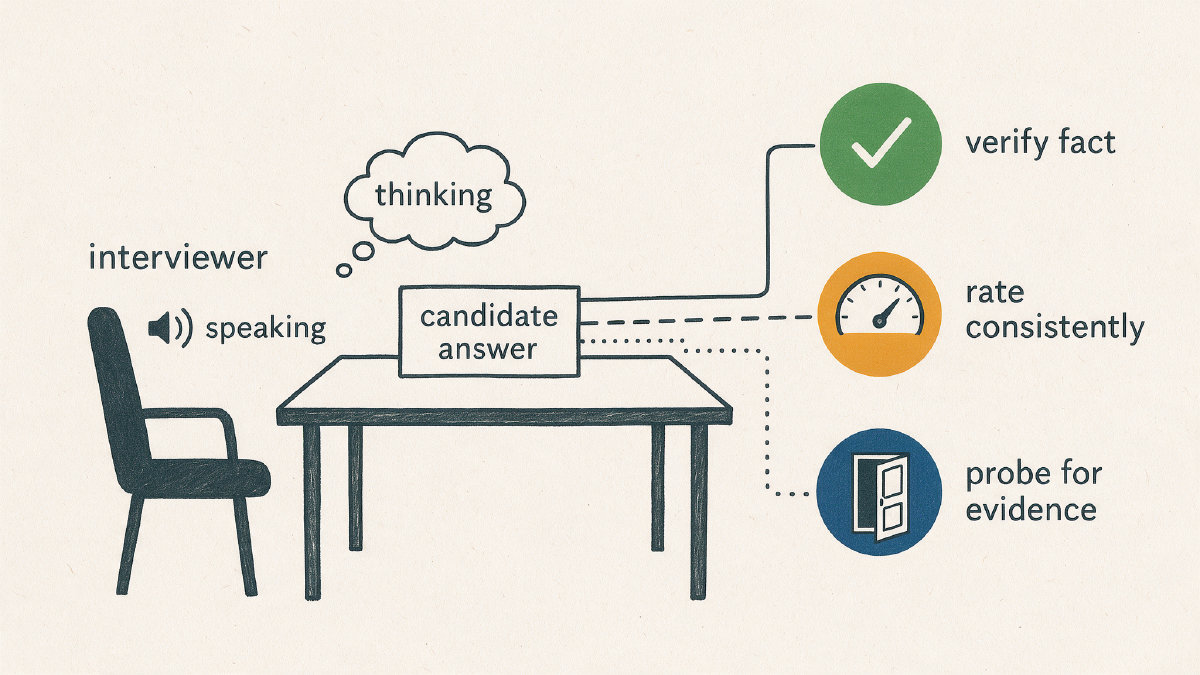 Diagram showing a candidate answer branching into fact verification, consistent rating, and evidence probing